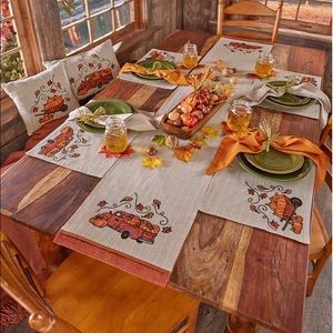 Harvest Gathering Embroidered Table Runner